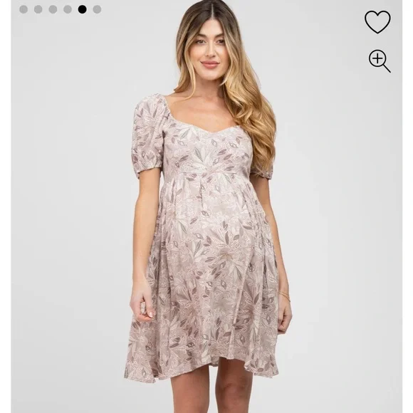 Dusty Mauve Floral Sweetheart Neck Maternity Dress Dusty Mauve Floral Sweetheart Neck Maternity Dress